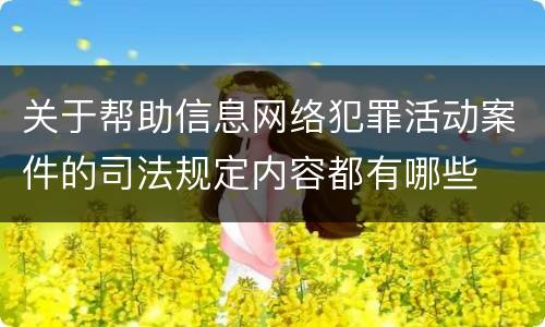 关于帮助信息网络犯罪活动案件的司法规定内容都有哪些