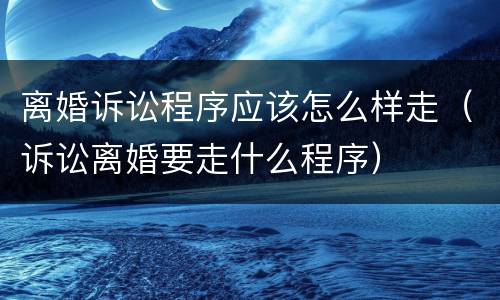 离婚诉讼程序应该怎么样走（诉讼离婚要走什么程序）