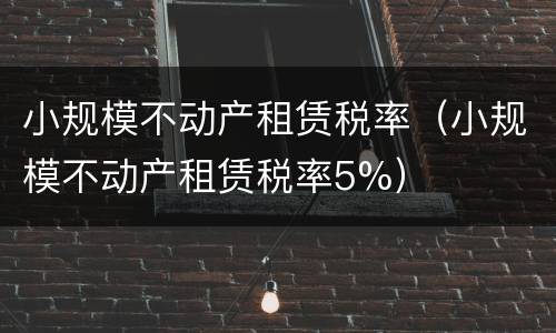 小规模不动产租赁税率（小规模不动产租赁税率5%）