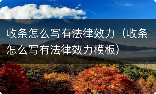 收条怎么写有法律效力（收条怎么写有法律效力模板）