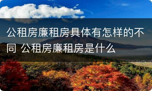 公租房廉租房具体有怎样的不同 公租房廉租房是什么