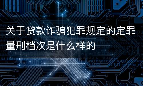 关于贷款诈骗犯罪规定的定罪量刑档次是什么样的