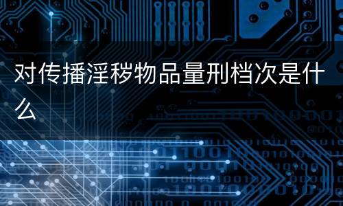 对传播淫秽物品量刑档次是什么