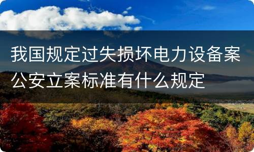 我国规定过失损坏电力设备案公安立案标准有什么规定