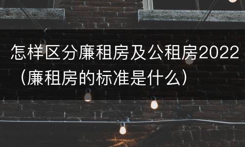 怎样区分廉租房及公租房2022（廉租房的标准是什么）