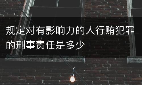 规定对有影响力的人行贿犯罪的刑事责任是多少