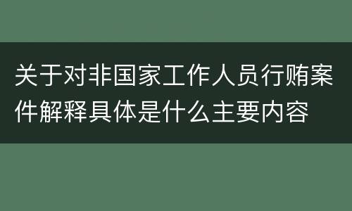 关于对非国家工作人员行贿案件解释具体是什么主要内容