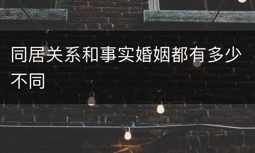 同居关系和事实婚姻都有多少不同