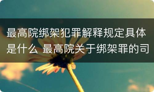 最高院绑架犯罪解释规定具体是什么 最高院关于绑架罪的司法解释