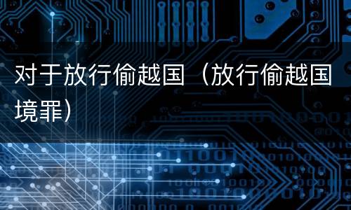 对于放行偷越国（放行偷越国境罪）