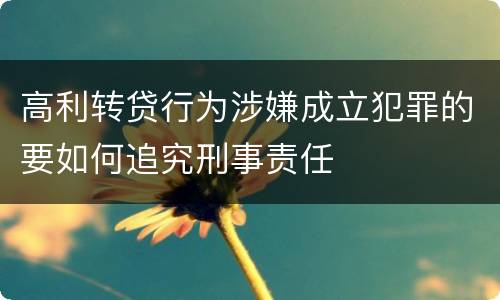 高利转贷行为涉嫌成立犯罪的要如何追究刑事责任