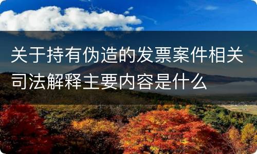 关于持有伪造的发票案件相关司法解释主要内容是什么
