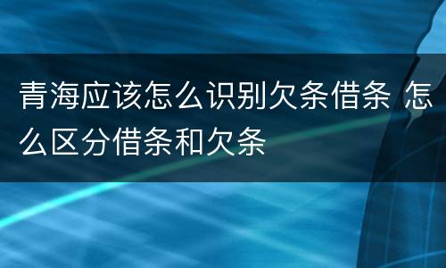青海应该怎么识别欠条借条 怎么区分借条和欠条