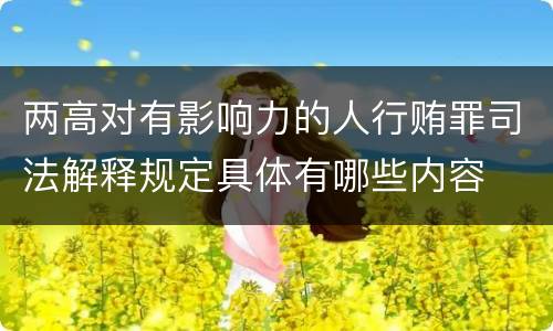 两高对有影响力的人行贿罪司法解释规定具体有哪些内容