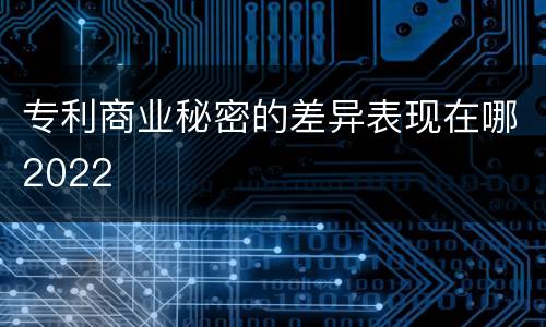 专利商业秘密的差异表现在哪2022