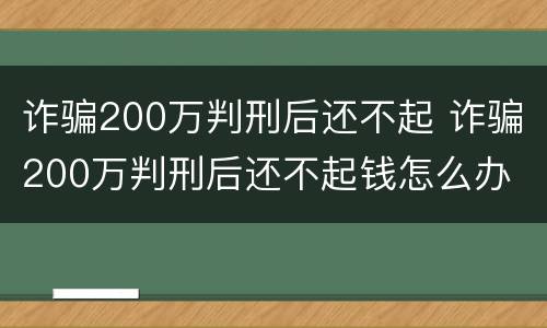 诈骗200万判刑后还不起 诈骗200万判刑后还不起钱怎么办