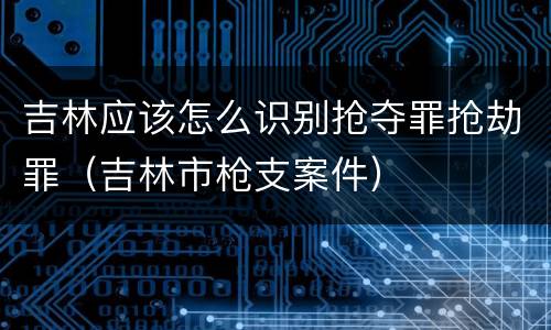 吉林应该怎么识别抢夺罪抢劫罪（吉林市枪支案件）