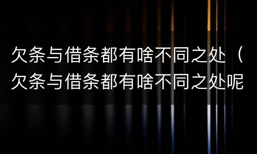 欠条与借条都有啥不同之处（欠条与借条都有啥不同之处呢）