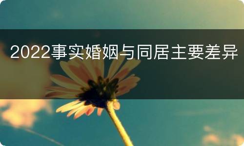 2022事实婚姻与同居主要差异