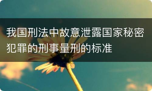 我国刑法中故意泄露国家秘密犯罪的刑事量刑的标准