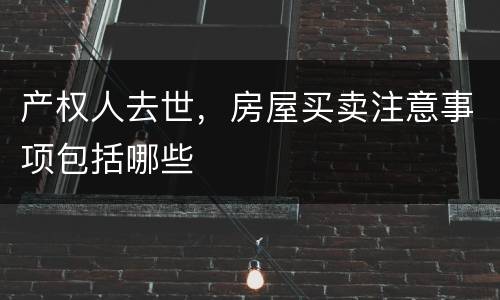 产权人去世，房屋买卖注意事项包括哪些