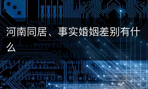 河南同居、事实婚姻差别有什么
