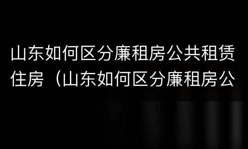 山东如何区分廉租房公共租赁住房（山东如何区分廉租房公共租赁住房和住宅）