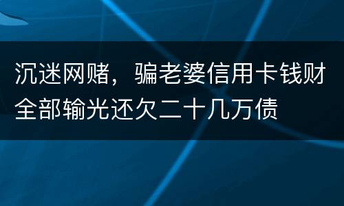 沉迷网赌，骗老婆信用卡钱财全部输光还欠二十几万债