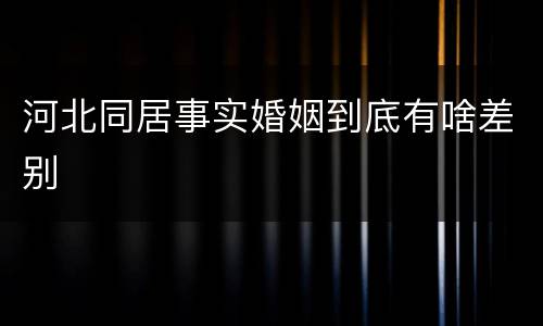 河北同居事实婚姻到底有啥差别