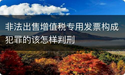 非法出售增值税专用发票构成犯罪的该怎样判刑