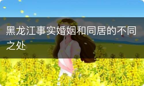黑龙江事实婚姻和同居的不同之处