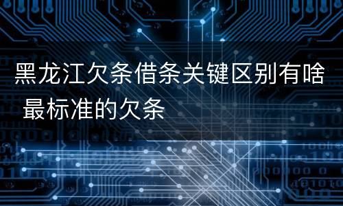 黑龙江欠条借条关键区别有啥 最标准的欠条
