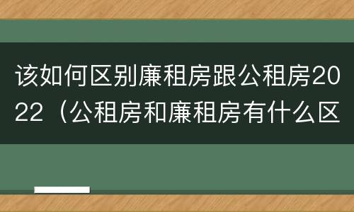该如何区别廉租房跟公租房2022（公租房和廉租房有什么区别?2019年的）