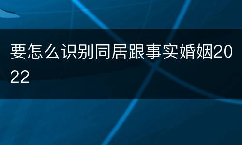 要怎么识别同居跟事实婚姻2022