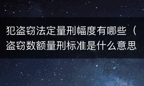 犯盗窃法定量刑幅度有哪些（盗窃数额量刑标准是什么意思）