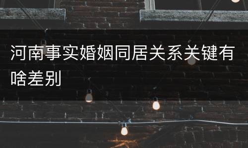 河南事实婚姻同居关系关键有啥差别