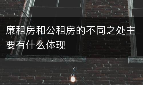 廉租房和公租房的不同之处主要有什么体现