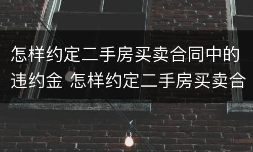 怎样约定二手房买卖合同中的违约金 怎样约定二手房买卖合同中的违约金呢