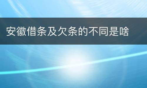 安徽借条及欠条的不同是啥