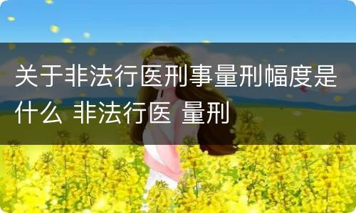 关于非法行医刑事量刑幅度是什么 非法行医 量刑
