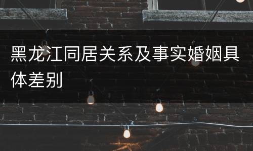 黑龙江同居关系及事实婚姻具体差别