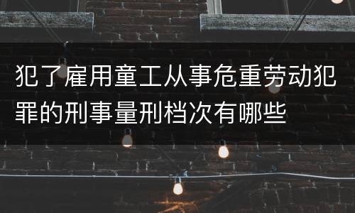 犯了雇用童工从事危重劳动犯罪的刑事量刑档次有哪些