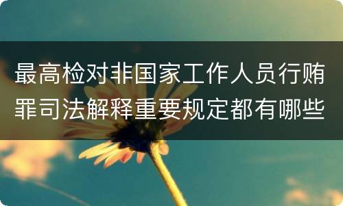 最高检对非国家工作人员行贿罪司法解释重要规定都有哪些