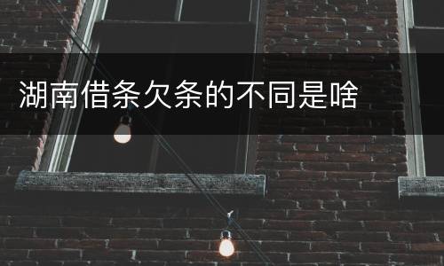 湖南借条欠条的不同是啥