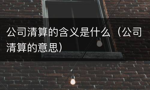 公司清算的含义是什么（公司清算的意思）