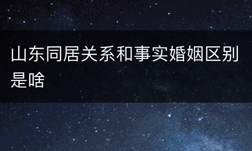 山东同居关系和事实婚姻区别是啥