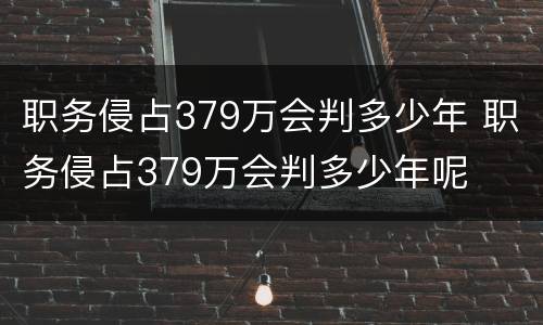 职务侵占379万会判多少年 职务侵占379万会判多少年呢