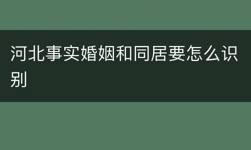 河北事实婚姻和同居要怎么识别