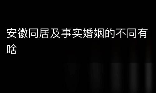 安徽同居及事实婚姻的不同有啥
