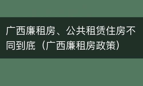 广西廉租房、公共租赁住房不同到底（广西廉租房政策）